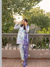 3 piece Swiss Jacquard Lawn suit-Printed (Unstitched)