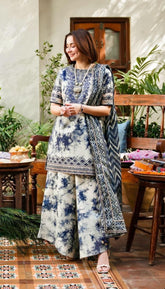 3 piece Swiss Jacquard Lawn suit-Printed (Unstitched)