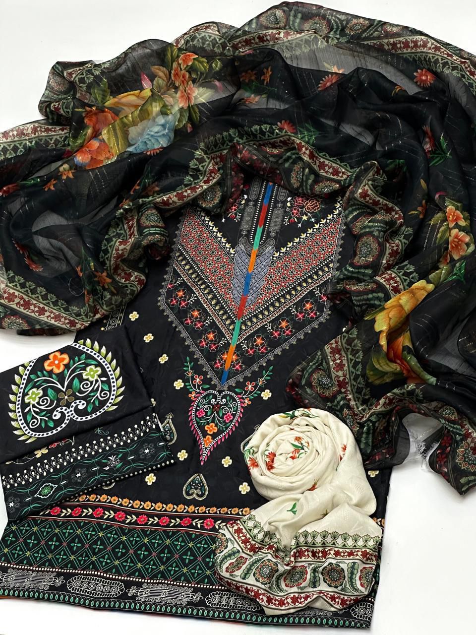 3 piece Swiss Jacquard lawn suit2