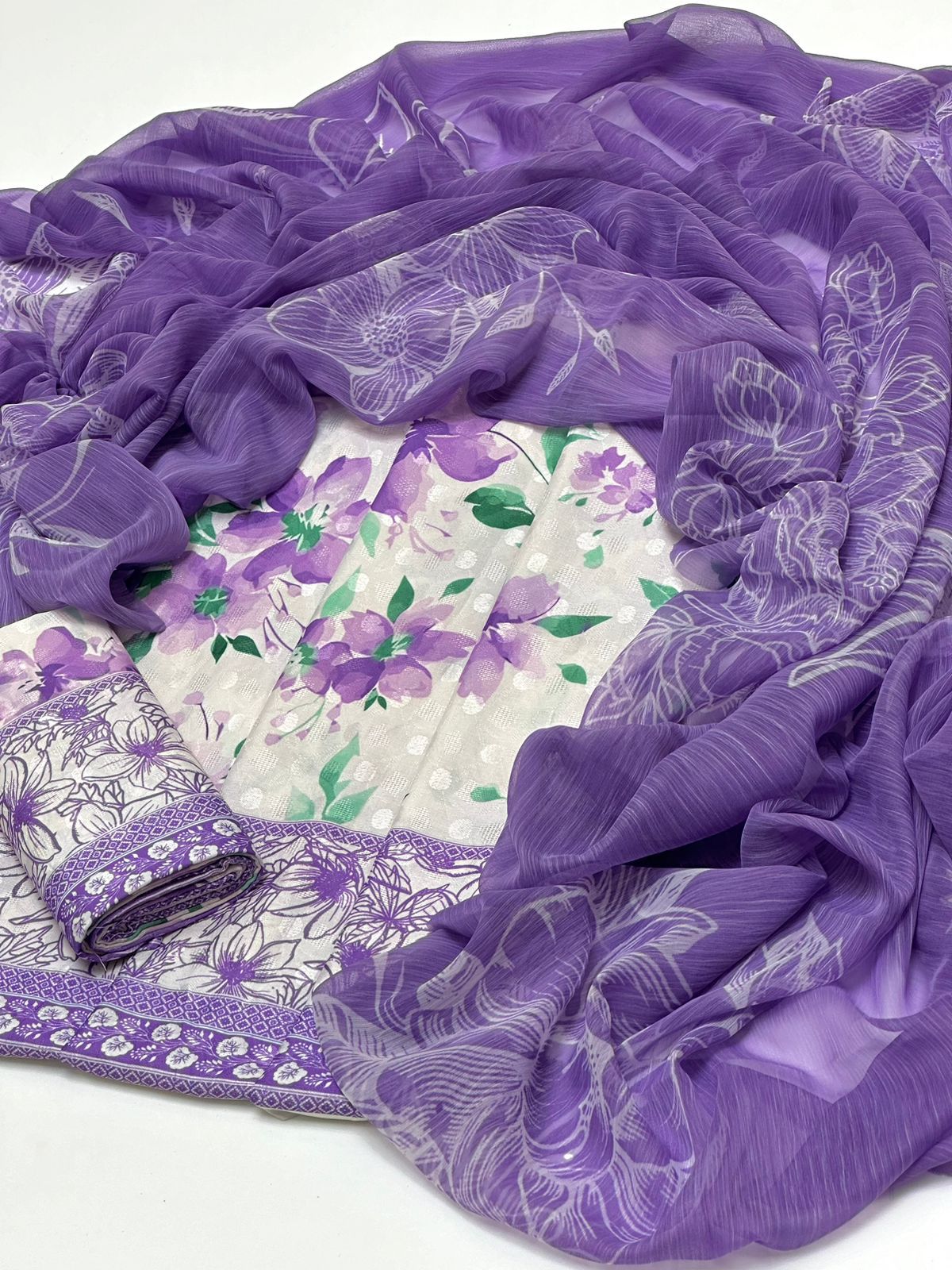 3 piece Swiss Jacquard lawn suit (unstitched)