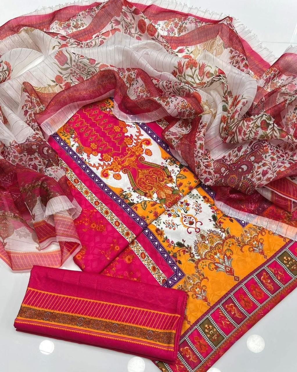 3 piece Swiss Jacquard lawn suit