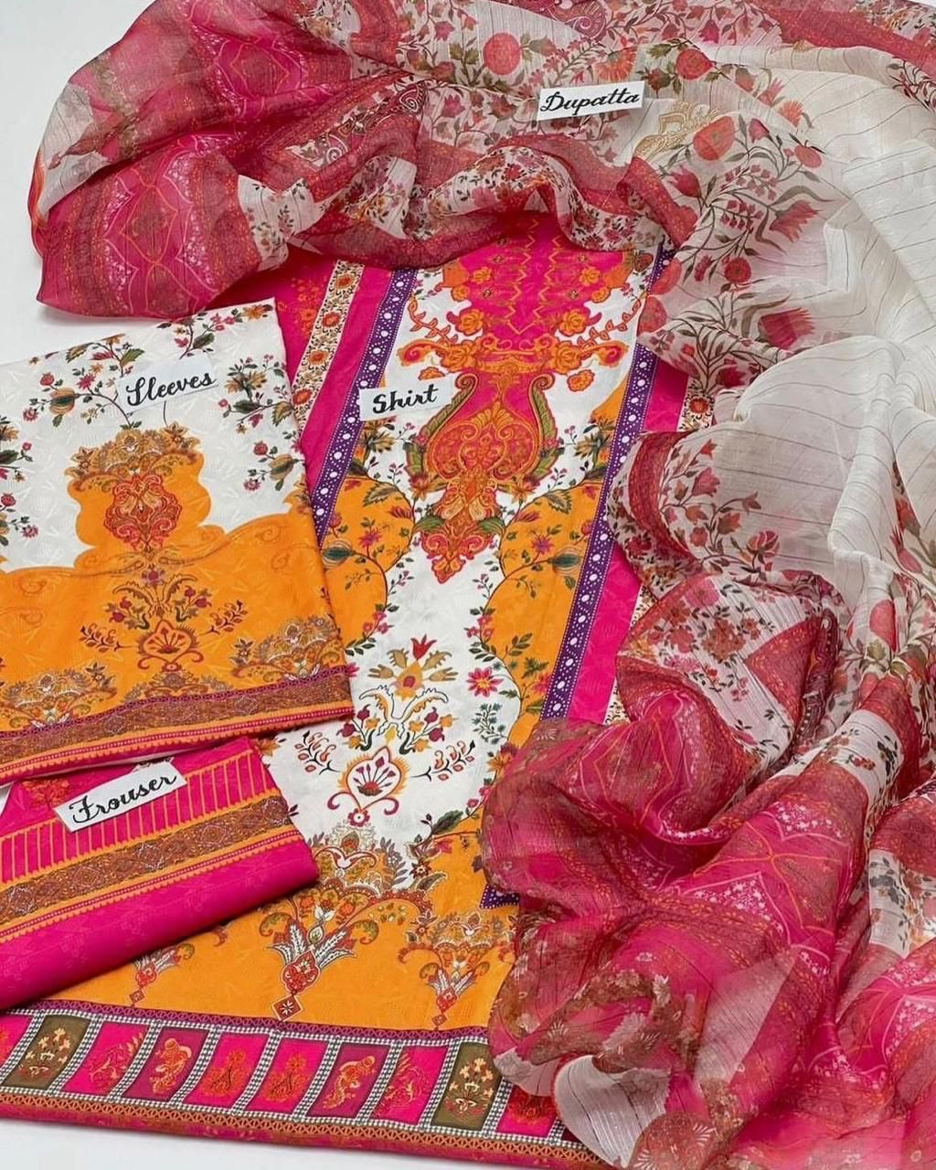 3 piece Swiss Jacquard lawn suit